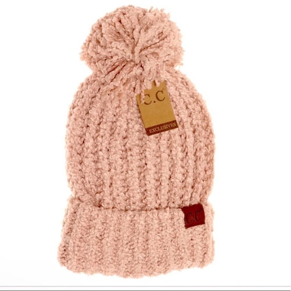 Chenille Beanie Slouchy Pom Hat - Picture 1 of 2